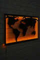 Decoratiune luminoasa LED, World Map 2, MDF, 60 LED-uri, Galben