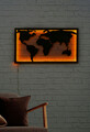 Decoratiune luminoasa LED, World Map 2, MDF, 60 LED-uri, Galben