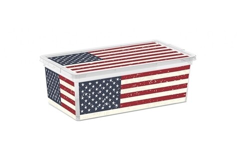 Cutie depozitare cu capac, KIS C-Box American Flag S, 11 L, plastic