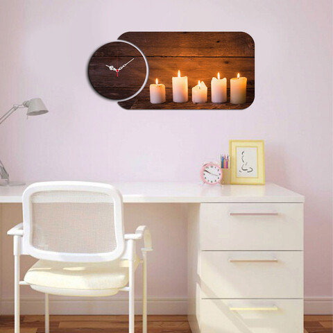 Ceas de perete, YMS-32, 100% MDF (Grosime: 3 mm) / Dimensiune: 68 x 32 cm, Multicolor