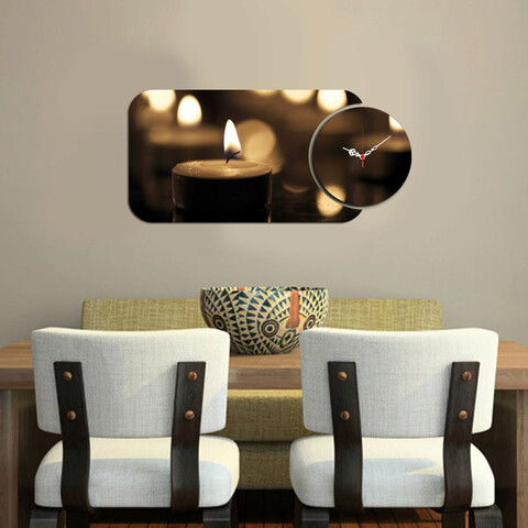 Ceas de perete, YMS-38, 100% MDF (Grosime: 3 mm) / Dimensiune: 68 x 32 cm, Multicolor