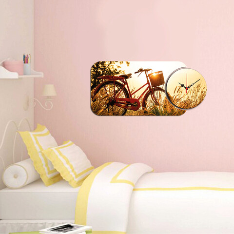 Ceas de perete, YMS-40, 100% MDF (Grosime: 3 mm) / Dimensiune: 68 x 32 cm, Multicolor