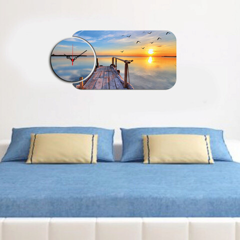 Ceas de perete, YMS-41, 100% MDF (Grosime: 3 mm) / Dimensiune: 68 x 32 cm, Multicolor