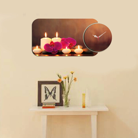 Ceas de perete, YMS-42, 100% MDF (Grosime: 3 mm) / Dimensiune: 68 x 32 cm, Multicolor