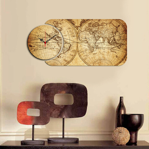 Ceas de perete, YMS-43, 100% MDF (Grosime: 3 mm) / Dimensiune: 68 x 32 cm, Multicolor