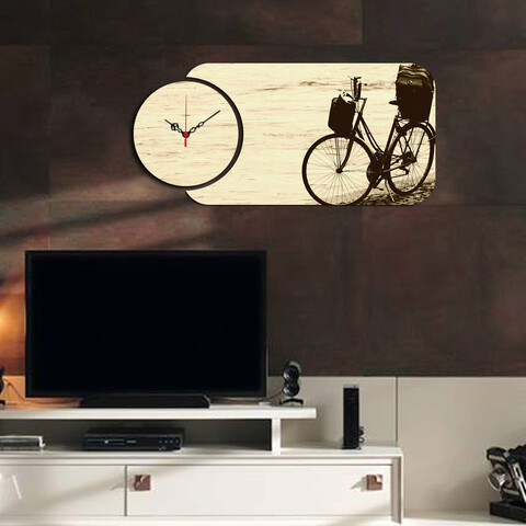 Ceas de perete, YMS-45, 100% MDF (Grosime: 3 mm) / Dimensiune: 68 x 32 cm, Multicolor