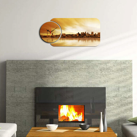 Ceas de perete, YMS-46, 100% MDF (Grosime: 3 mm) / Dimensiune: 68 x 32 cm, Multicolor