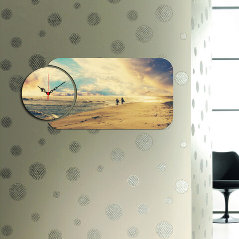 Ceas de perete, YMS-49, 100% MDF (Grosime: 3 mm) / Dimensiune: 68 x 32 cm, Multicolor