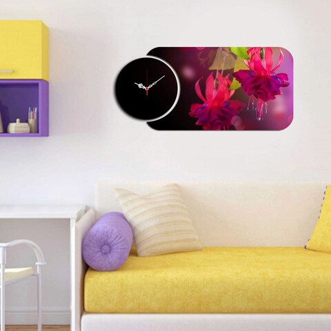 Ceas de perete, YMS-58, 100% MDF (Grosime: 3 mm) / Dimensiune: 68 x 32 cm, Multicolor