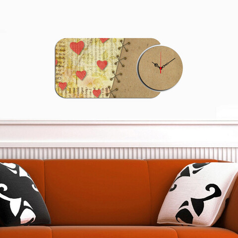 Ceas de perete, YMS-63, 100% MDF (Grosime: 3 mm) / Dimensiune: 68 x 32 cm, Multicolor