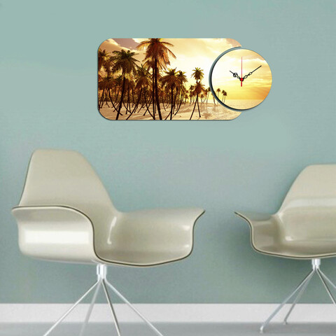 Ceas de perete, YMS-71, 100% MDF (Grosime: 3 mm) / Dimensiune: 68 x 32 cm, Multicolor