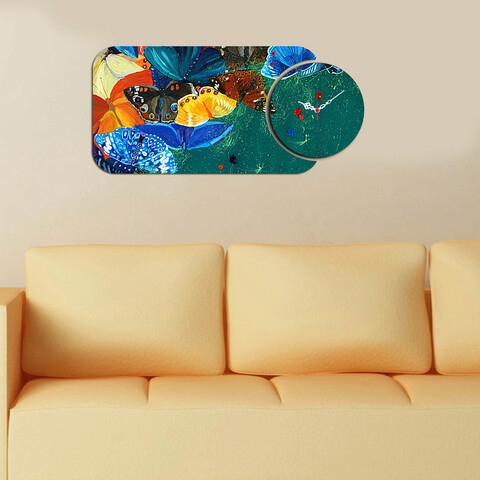 Ceas de perete, YMS-75, 100% MDF (Grosime: 3 mm) / Dimensiune: 68 x 32 cm, Multicolor