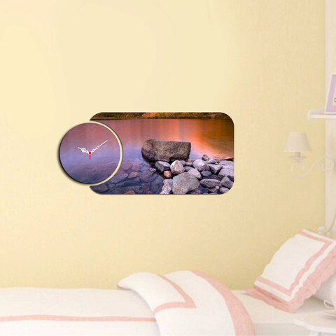 Ceas de perete, YMS-82, 100% MDF (Grosime: 3 mm) / Dimensiune: 68 x 32 cm, Multicolor