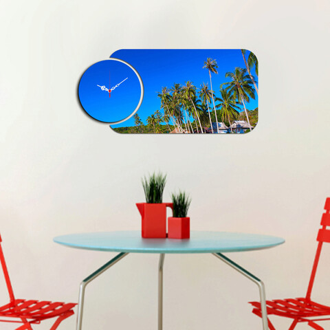 Ceas de perete, YMS-83, 100% MDF (Grosime: 3 mm) / Dimensiune: 68 x 32 cm, Multicolor