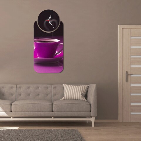 Ceas de perete, YMS-85, 100% MDF (Grosime: 3 mm) / Dimensiune: 68 x 32 cm, Multicolor