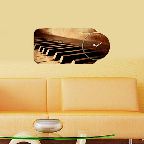 Ceas de perete, YMS-89, 100% MDF (Grosime: 3 mm) / Dimensiune: 68 x 32 cm, Multicolor