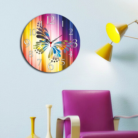 Ceas de perete, Ms-06, 100% MDF (Grosime: 5 mm) / Dimensiune: 40 cm (Diametru), Multicolor