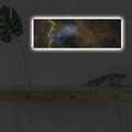 Tablou decorativ cu lumina LED, 3090İACTD-53, PÂNZĂ 100% PIELE ÎNTOARSĂ / Dimensiune: 30 x 90 cm / Cadru: 100% lemn (Grosime: 3 cm) / Lumini LED pe spate / Alimentat de 1 baterie de 9 volți / Buton pornit/oprit, Multicolor