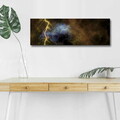 Tablou decorativ cu lumina LED, 3090İACTD-53, PÂNZĂ 100% PIELE ÎNTOARSĂ / Dimensiune: 30 x 90 cm / Cadru: 100% lemn (Grosime: 3 cm) / Lumini LED pe spate / Alimentat de 1 baterie de 9 volți / Buton pornit/oprit, Multicolor
