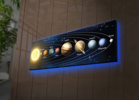 Tablou decorativ cu lumina LED, 3090NASA-021, Canvas, 30 x 90 cm, Multicolor