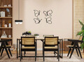 Decoratiune de perete, Butterflies, Metal, 25 x 25 cm, 4 piese, Negru