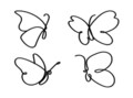 Decoratiune de perete, Butterflies, Metal, 25 x 25 cm, 4 piese, Negru