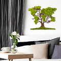 Decoratiune de perete, Tree 2, 100% MDF/MOSS (grosime: 6 mm), Dimensiune: 71 x 1 x 59 cm, Verde/Maro