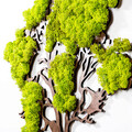 Decoratiune de perete, Tree 2, 100% MDF/MOSS (grosime: 6 mm), Dimensiune: 71 x 1 x 59 cm, Verde/Maro