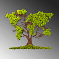 Decoratiune de perete, Tree 2, 100% MDF/MOSS (grosime: 6 mm), Dimensiune: 71 x 1 x 59 cm, Verde/Maro