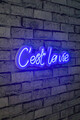 Decoratiune luminoasa LED, C'est La Vie, Benzi flexibile de neon, DC 12 V, Albastru