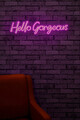 Decoratiune luminoasa LED, Hello Gorgeous, Benzi flexibile de neon, DC 12 V, Roz