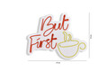 Decoratiune luminoasa LED, But First Coffee, Benzi flexibile de neon, DC 12 V, Roșu / galben