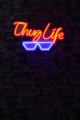 Decoratiune luminoasa LED, Thug Life, Benzi flexibile de neon, DC 12 V, Rosu albastru