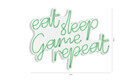 Decoratiune luminoasa LED, eat sleep game repeat, Benzi flexibile de neon, DC 12 V, Verde
