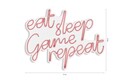 Decoratiune luminoasa LED, eat sleep game repeat, DC 12 V, Roz