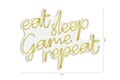Decoratiune luminoasa LED, eat sleep game repeat, DC 12 V, Galben