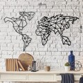 Decoratiune de perete, World Map, Dimensiune: 120 x 64 cm, Negru