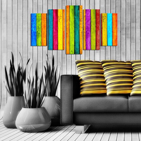 Tablou decorativ MDF, 5ABSMDF-98, 20 x 60 cm, Multicolor