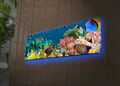 Tablou decorativ cu lumina LED, 3090DACT-13, PÂNZĂ 100% PIELE ÎNTOARSĂ / Dimensiune: 30 x 90 cm / Cadru: 100% lemn (Grosime: 3 cm) / Lumini LED pe spate / Alimentat de 1 baterie de 9 volți / Buton pornit/oprit, Multicolor