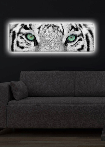 Tablou decorativ cu lumina LED, 3090DACT-19, PÂNZĂ 100% PIELE ÎNTOARSĂ / Dimensiune: 30 x 90 cm / Cadru: 100% lemn (Grosime: 3 cm) / Lumini LED pe spate / Alimentat de 1 baterie de 9 volți / Buton pornit/oprit, Multicolor