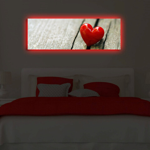Tablou decorativ cu lumina LED, 3090DACT-39, PÂNZĂ 100% PIELE ÎNTOARSĂ / Dimensiune: 30 x 90 cm / Cadru: 100% lemn (Grosime: 3 cm) / Lumini LED pe spate / Alimentat de 1 baterie de 9 volți / Buton pornit/oprit, Multicolor