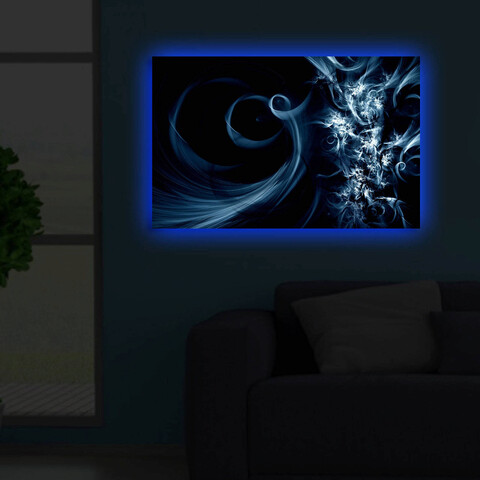 Tablou decorativ cu lumina LED, 4570DACT-37, PÂNZĂ 100% PIELE ÎNTOARSĂ / Dimensiuni: 45 x 70 cm / Cadru: 100% lemn (Grosime: 3 cm) / Lumini LED pe spate / Alimentat de 1 baterie de 9 volți / Buton pornit/oprit, Multicolor
