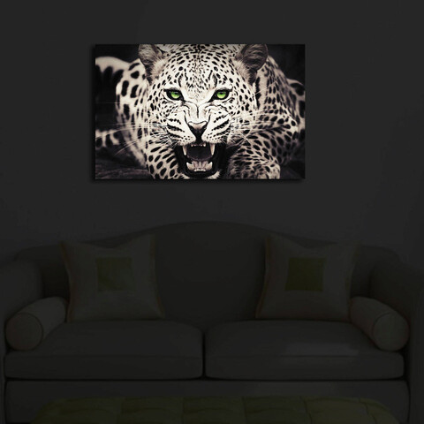 Tablou decorativ cu lumina LED, 4570İACT-43, PÂNZĂ 100% PIELE ÎNTOARSĂ / Dimensiuni: 45 x 70 cm / Cadru: 100% lemn (Grosime: 3 cm) / Lumini LED în interior / Alimentat de 1 baterie de 9 volți / Buton pornit/oprit, Multicolor