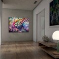 Tablou decorativ, 701002021C-016, PÂNZĂ 100% PIELE ÎNTOARSĂ / Rama: 100% LEMN (Grosime: 2,8 cm) / Dimensiune: 70 x 100 cm, Multicolor