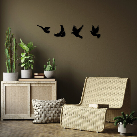 Decoratiune de perete, Pigeons, Dimensiune: 13 x 22 cm (1 bucată), Negru