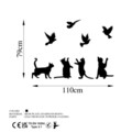 Decoratiune de perete, Birds Playing With Cats, Metal, Dimensiune: 110 x 79 cm, Negru