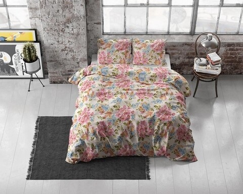 Lenjerie de pat dubla Satin Mystic Pink, Dreamhouse, 3 piese, 200x220 cm, bumbac satinat, multicolora