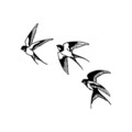 Decoratiune de perete, Swallows, Metal, 21 x 27 cm, Negru