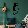 Decoratiune de perete, Love Cats, Metal, Dimensiune: 33 x 70 cm, Negru