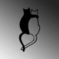 Decoratiune de perete, Love Cats, Metal, Dimensiune: 33 x 70 cm, Negru